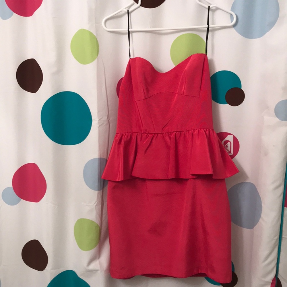 Pink peplum evening dress